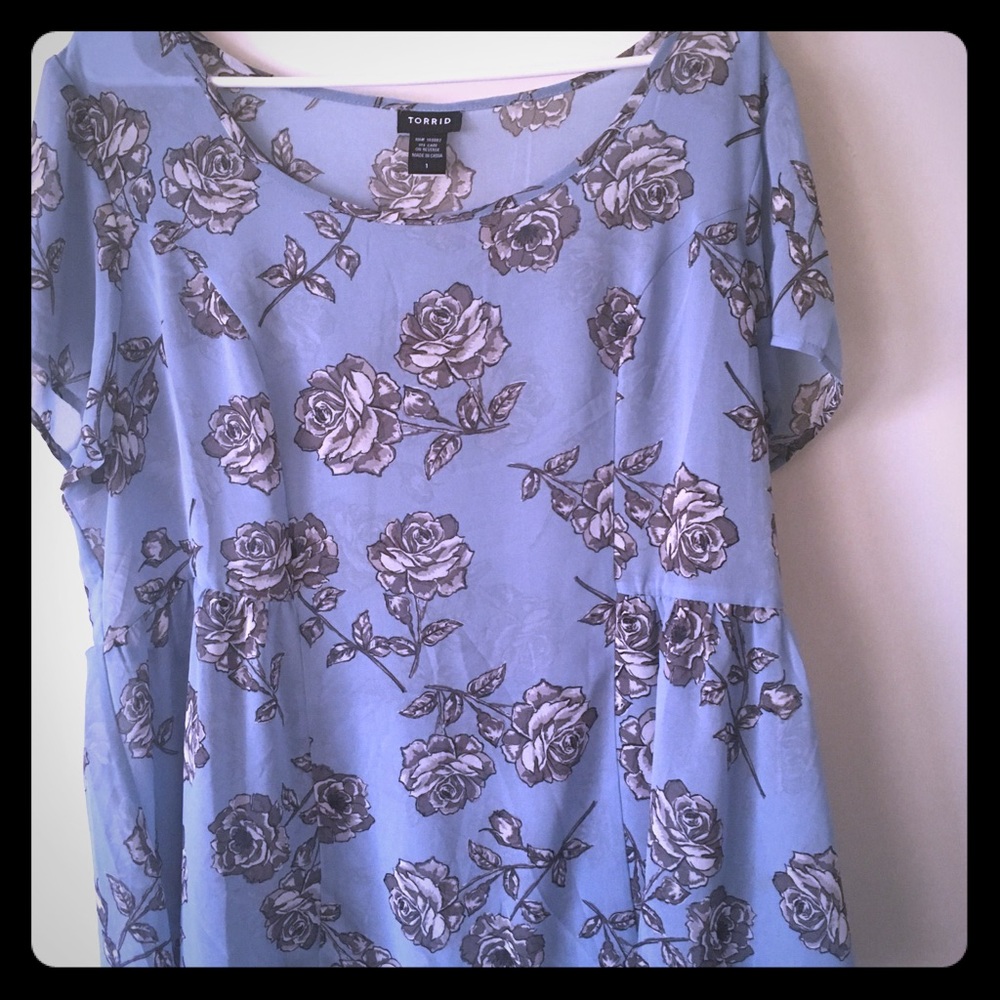 Torrid Blue Floral Blouse
